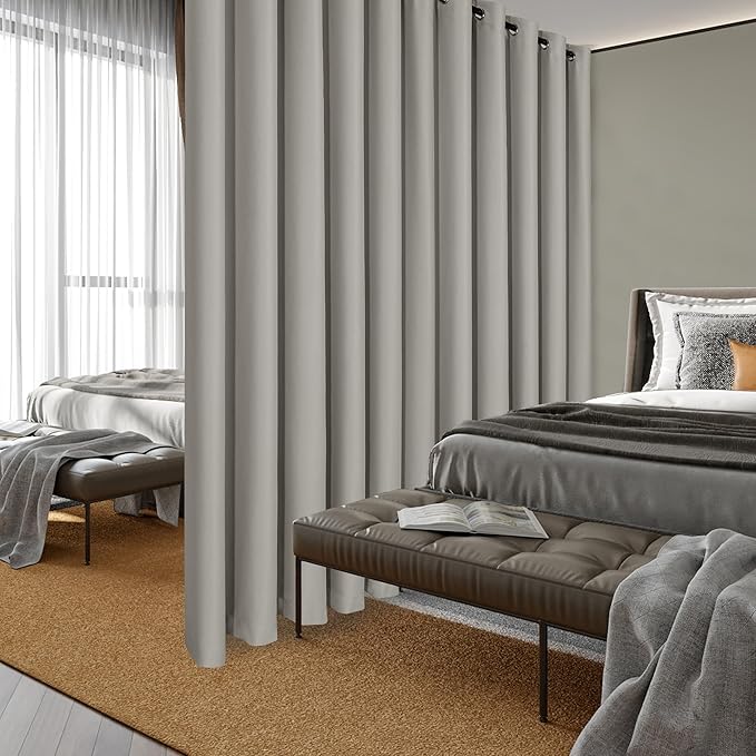 Hiasan Patio Sliding Door Curtain Panel, Sliver Grey Room Divider Grommet - Image 8