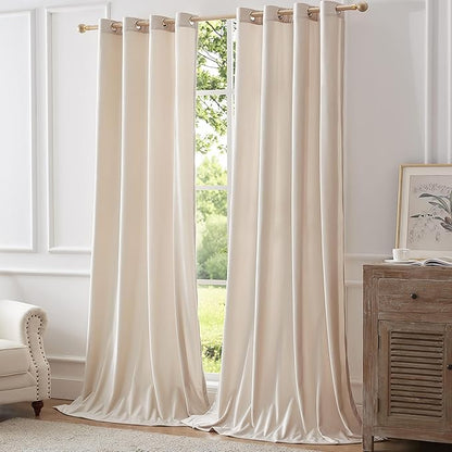 BULBUL Ivory Cream Velvet Curtains 102 inches: Luxury Elegant Living Room - Image 8