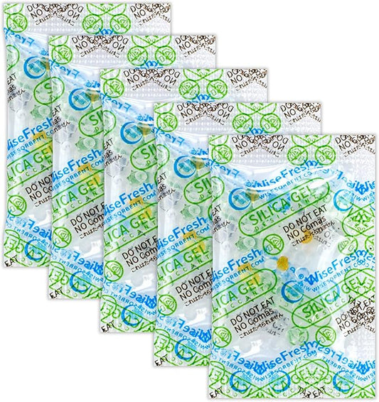 50Pcs 1 Gram Food Safe Desiccant Packs, Silica Gel Packets, Indicating by Wisesorb