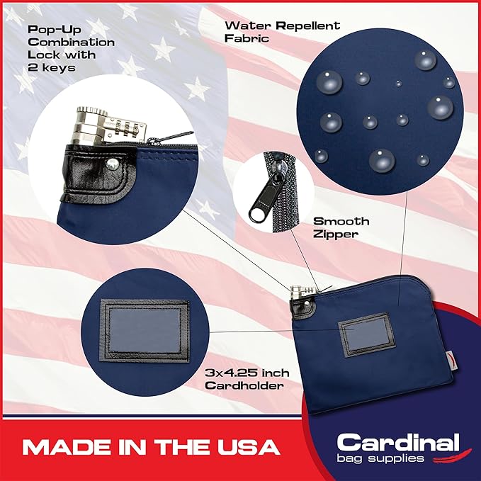 Heavy-Duty Money Bag with Lock – 9" x 12" Water-Repellent Laminated Nylon Bank - Image 3