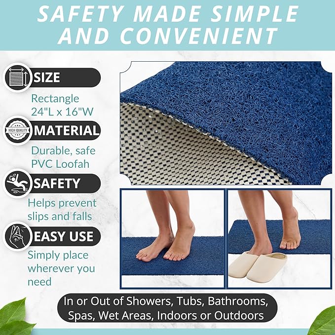 ENKOSI Loofah Non-Slip Shower Mat & Bath Mat – Soft Cushioned Comfort – No - Image 3