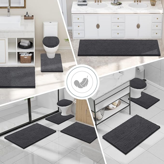 Smiry Luxury Chenille Bathroom Rugs 47x24, Extra Soft and Absorbent Shaggy Bath - Image 8