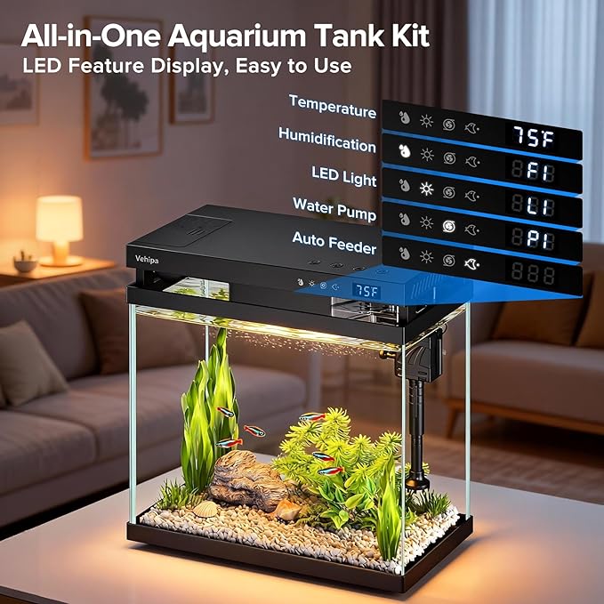 Fish Tank, 2.2 Gallon Glass Aquarium, Small Fish Aquarium Kits - Image 7