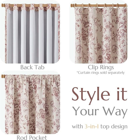 jinchan Blackout Floral Curtains Linen Blend Curtain - Image 5