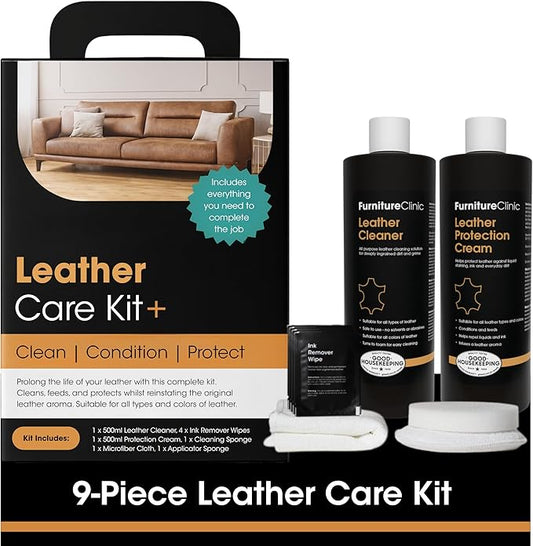 Furniture Clinic Large Leather Care Kit | Leather Cleaner + Conditioning by FurnitureClinic