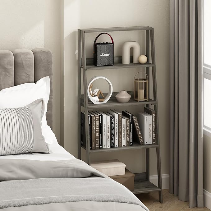 Furinno Ladder Book Shelf, 5-Tier Ladder Shelf, Display Storage Shelves - Image 2