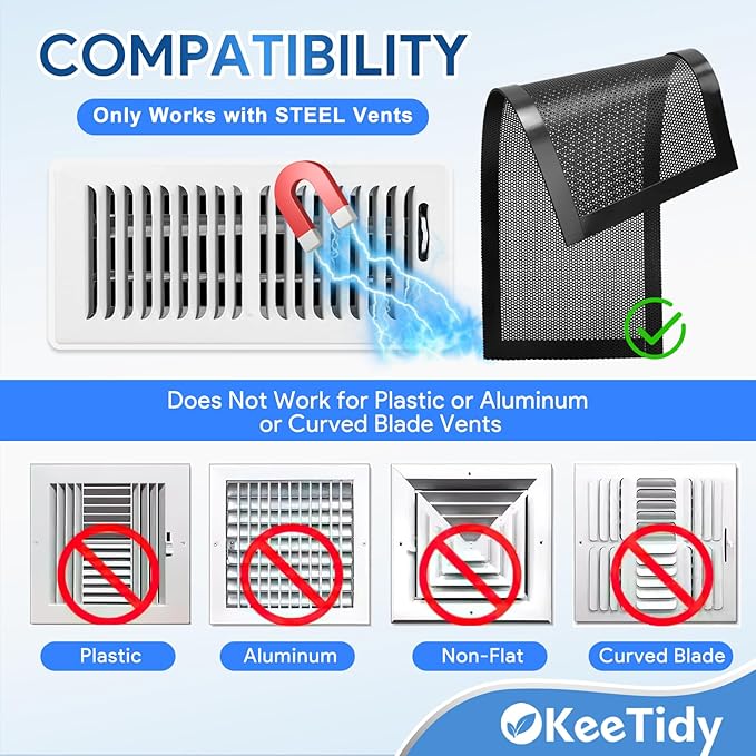 Floor Vent Covers, 5.5" x 12" Magnetic Vent Covers Air Vent Covers Mesh Screen - Image 2