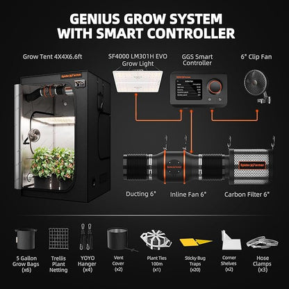 Spider Farmer SF4000 Grow Tent Kit Complete 4x4x6.6ft Samsung LM301H EVO LED - Image 2