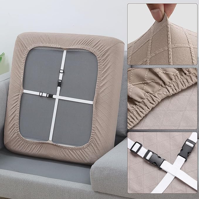 Fuloon Waterproof Seat Cushion Covers 2 PCS, Stretch Sofa Cushion Slipcovers - Image 4