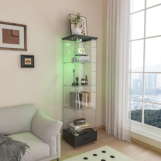 Yoluckea 4-Tier Glass Display Cabinet - Image 9