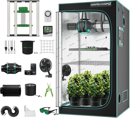 Mars Hydro 3x3 Smart Grow Tent Kit Complete System, FC-E3000 APP Control by MARSHYDRO