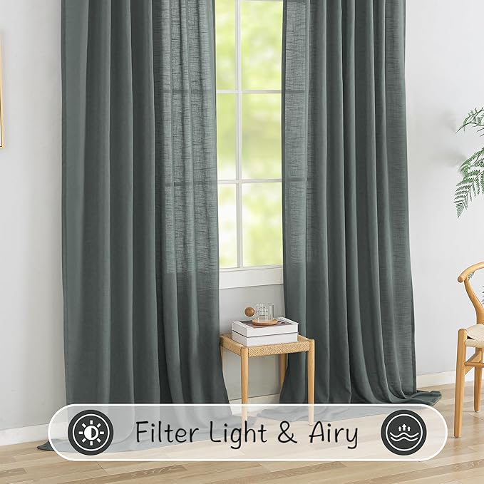 Linen Curtains 102 inches Long 2 Panels Set - Image 5