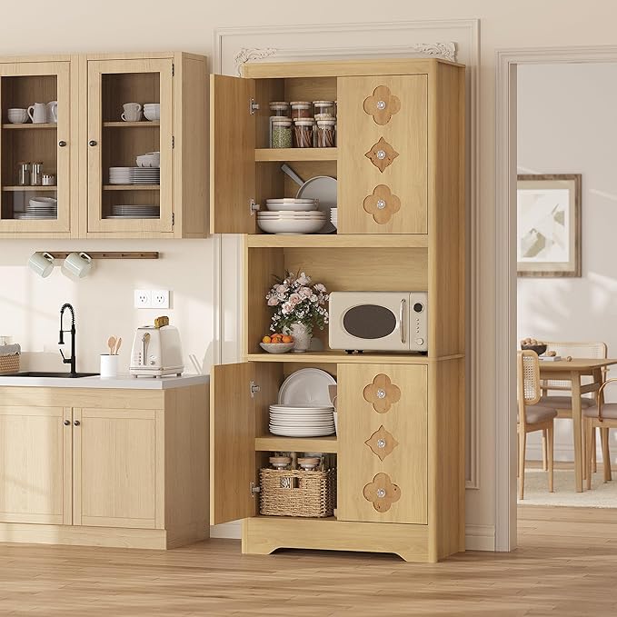 Garvee 72" Tall Pantry Cabinet, Kitchen Hutch Storage Cabinet - Image 7