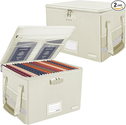ENGPOW File Box with Lock, Fireproof Document Box with Zipper Lid, Collapsible by ENGPOW