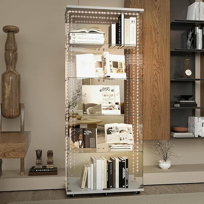 Yoluckea 5-Tier Glass Display Cabinet - Image 6