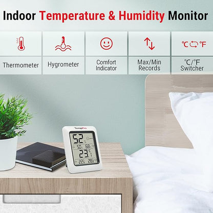 TempPro TP50 2 Pieces Digital Hygrometer Indoor Thermometer Room Thermometer - Image 2