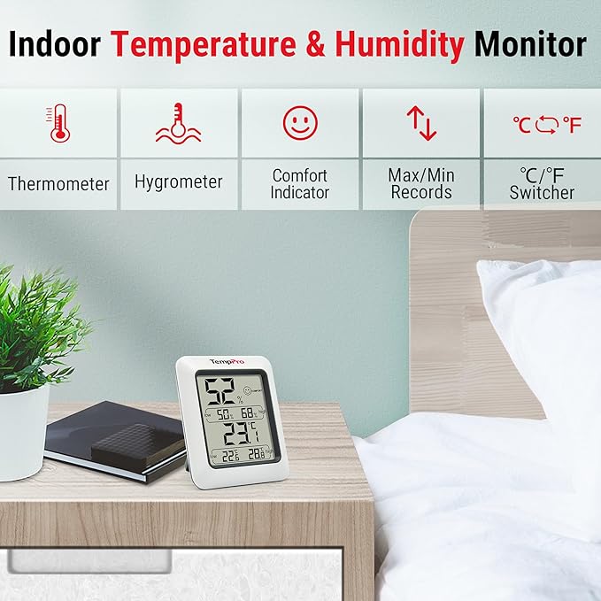 TempPro TP50 Digital Hygrometer Indoor Thermometer Room Thermometer and - Image 2