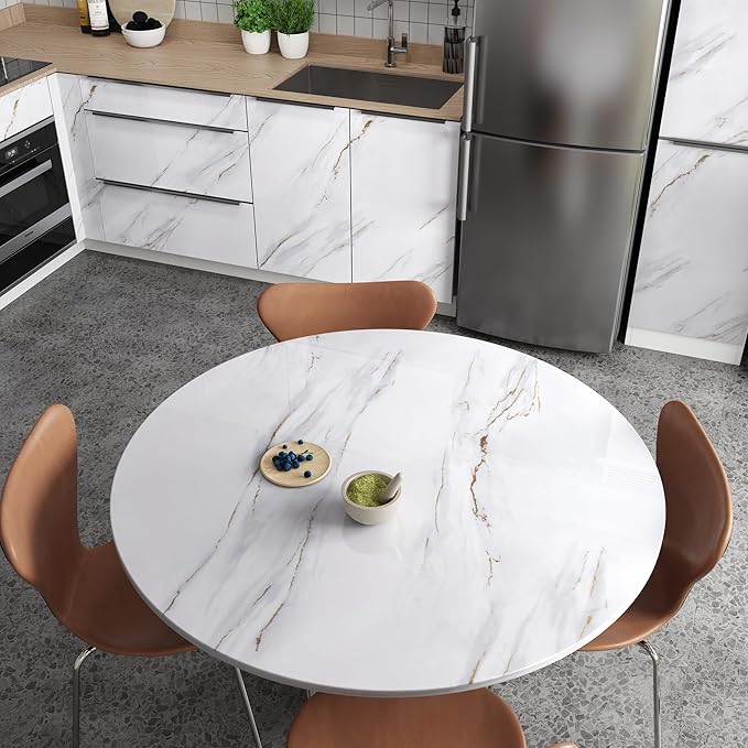 Extra Wide Marble Contact Paper 48"x118" White Marble Peel and Stick Wallpaper - Image 3
