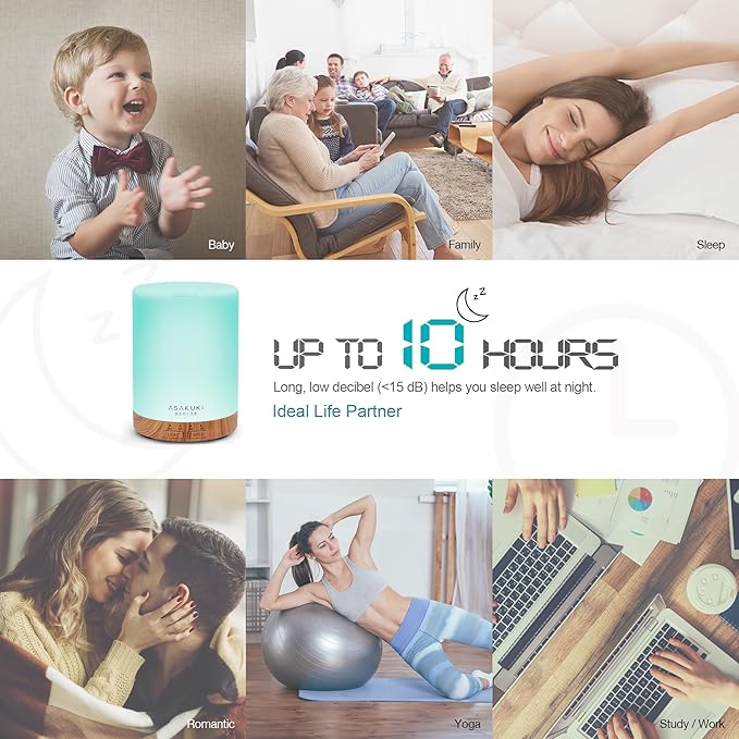 ASAKUKI 300ML Essential Oil Diffuser, Quiet 5-in-1 Premium Humidifier, - Image 5