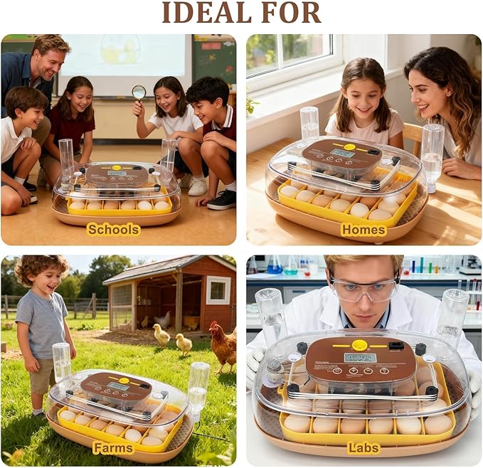 Smart 24-Egg Incubator for Hobbyists, Full-Stage Adaptive Humidity & Temp - Image 8
