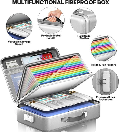 Fireproof Document Box, Hard Case Highly Flame-Resistant Fire Proof Waterproof - Image 5