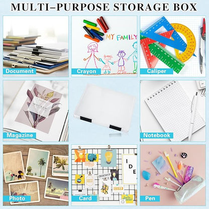 PerKoop 6 Pcs Clear Paper Storage Box A4 Plastic File Box Document Paper - Image 5