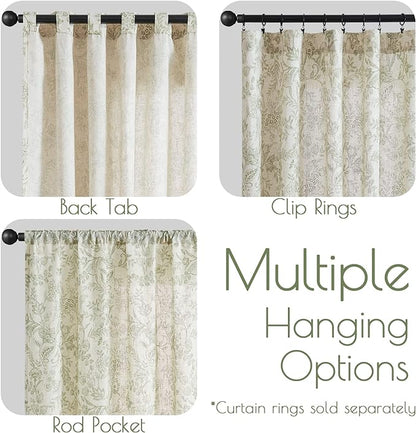 Vangao Green Floral Linen Blend Curtains - Image 6