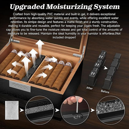 TISFA Cigar Humidor, Cedar Wood Desktop Humidor Box - Image 6