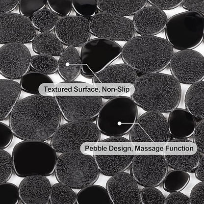 WELTRXE Pebbles Bath Mat for Tub Black Non-Slip Bathtub Mat - Image 3