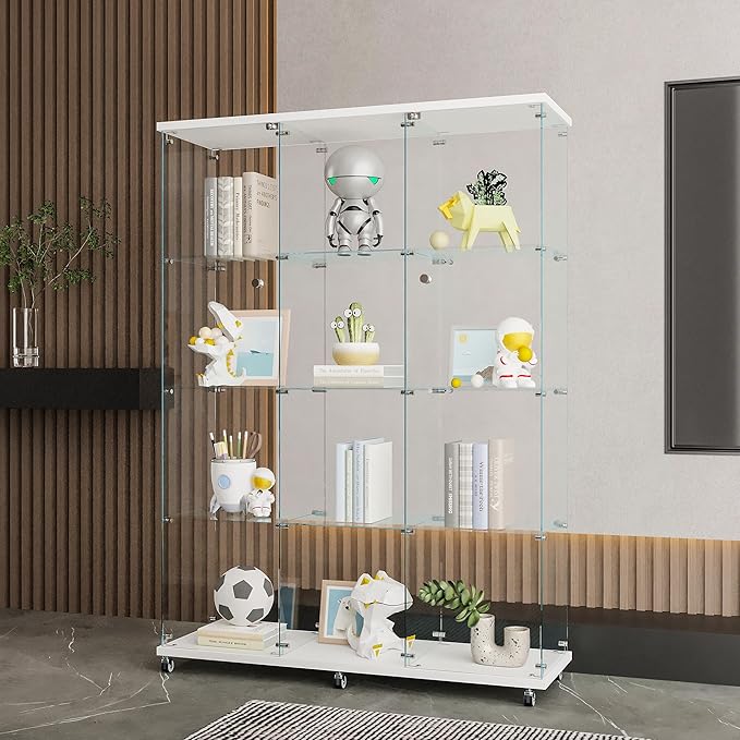 Yoluckea 4 Shelves Glass Display Cabinet Extra Large, Floor Standing Clear - Image 3
