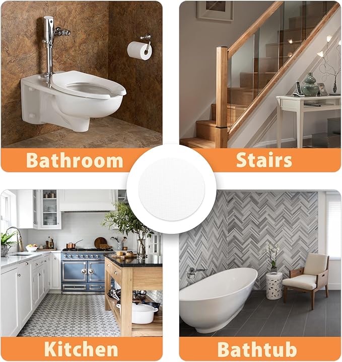 24 PCS Bathtub Non Slip Stickers Clear Adhesive Decals Round Shape Anti Slip - Image 6