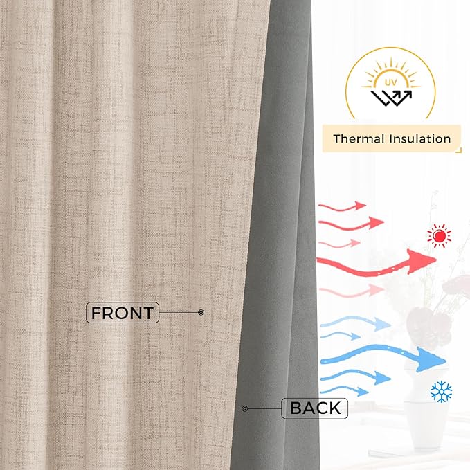 INOVADAY Thermal Sliding Door Curtains 100% Blackout Curtains - Image 6