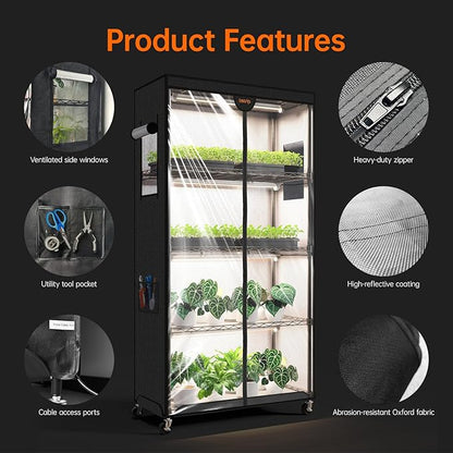 Bstrip Indoor Greenhouse with Grow Light, Plant Stand with 4 Pack 24W Full - Image 5