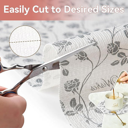 RAY STAR Shelf Liner, Non Adhesive Wisteria Grey Floral Kitchen Cabinet Liner - Image 4