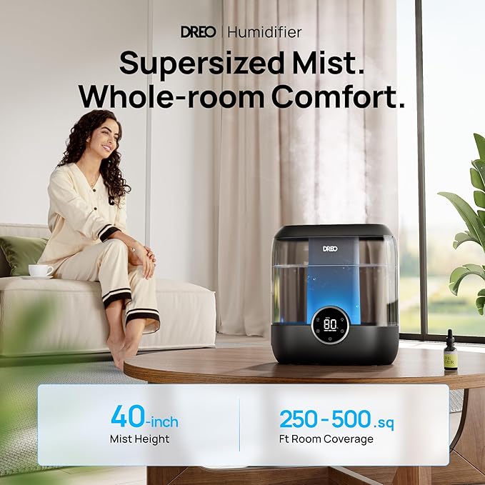 DREO 6L Top Fill Humidifiers for Bedroom, 60H Runtime, 28 dB Quiet Supersized - Image 2