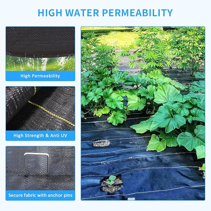6ft x300ft Black Weed Barrier 3.5oz Landscape Premium Fabric-Heavy Duty Woven - Image 4
