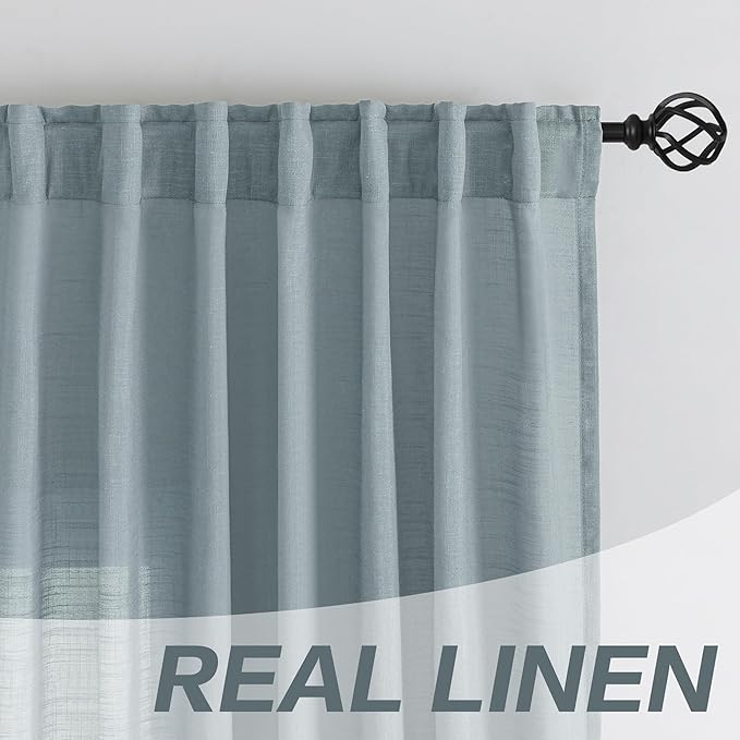 DONREN Stone Blue Back Tab Curtains 144 Inches Extra Long Ceiling to Floor - Image 7