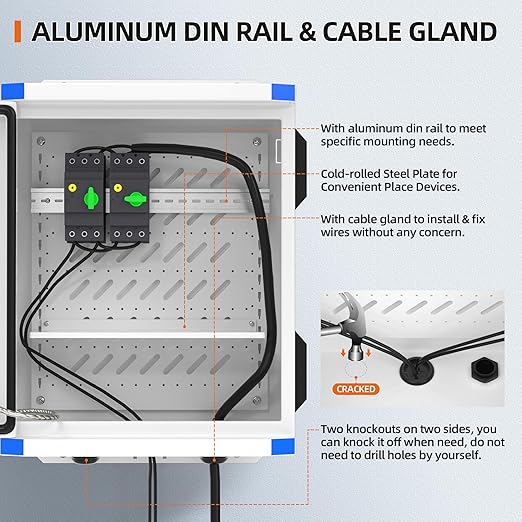 Joinfworld Outdoor Electrical Box 19.7"x15.7"x7.9" Metal Waterproof Vented Nema - Image 4