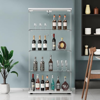 Yoluckea 4 Shelves Glass Display Cabinet by Yoluckea