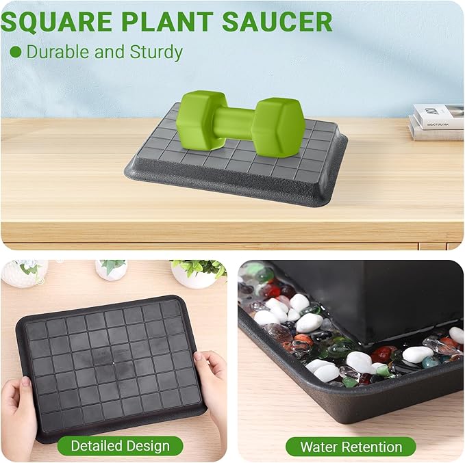 GREANER 3 Packs Plant Tray, 11 Inch Black Seed Starter Tray Rectangular - Image 4