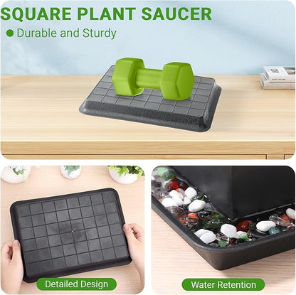 GREANER 3 Packs Plant Tray, 11 Inch Black Seed Starter Tray Rectangular - Image 4