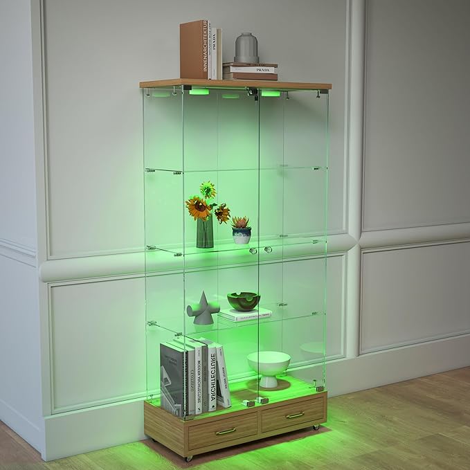 Yoluckea 4-Tier Glass Display Cabinet by Yoluckea