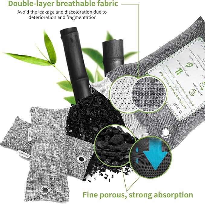CLEVAST 14 Pack Activated Bamboo Charcoal Air Purifying Bags, Natural Fresh - Image 2