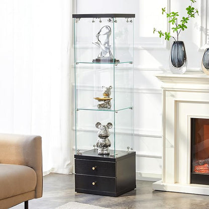 Yoluckea 3 Shelves Glass Display Cabinet - Image 6