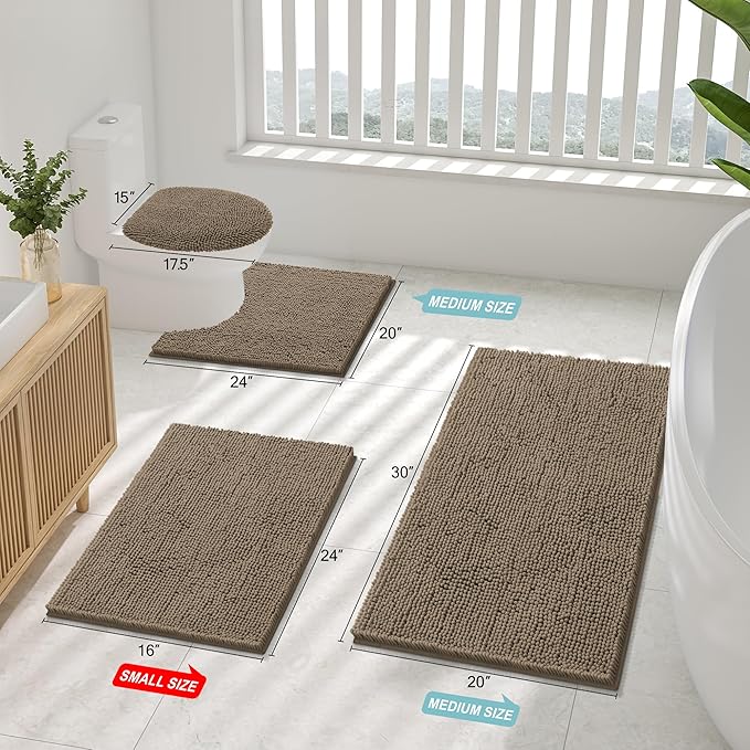 Smiry Luxury Chenille Bathroom Rugs 45x27, Extra Soft and Absorbent Shaggy Bath - Image 2