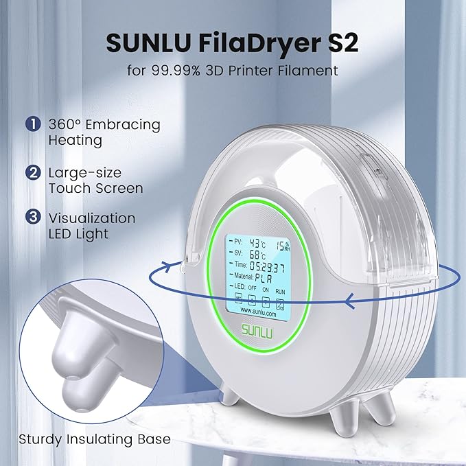 SUNLU PLA Plus Sunny Orange 1.75mm, Upgraded S2 Filament Dry Box White - Image 2