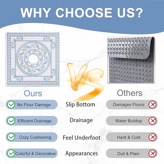Square Shower Mat Non Slip: 24x24 Inch Extra Large Shower Mats - Image 3