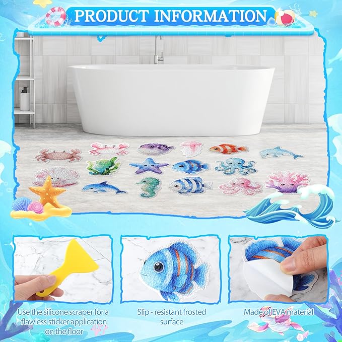 32 Pcs Cute Non Slip Bathtub Stickers - Image 4