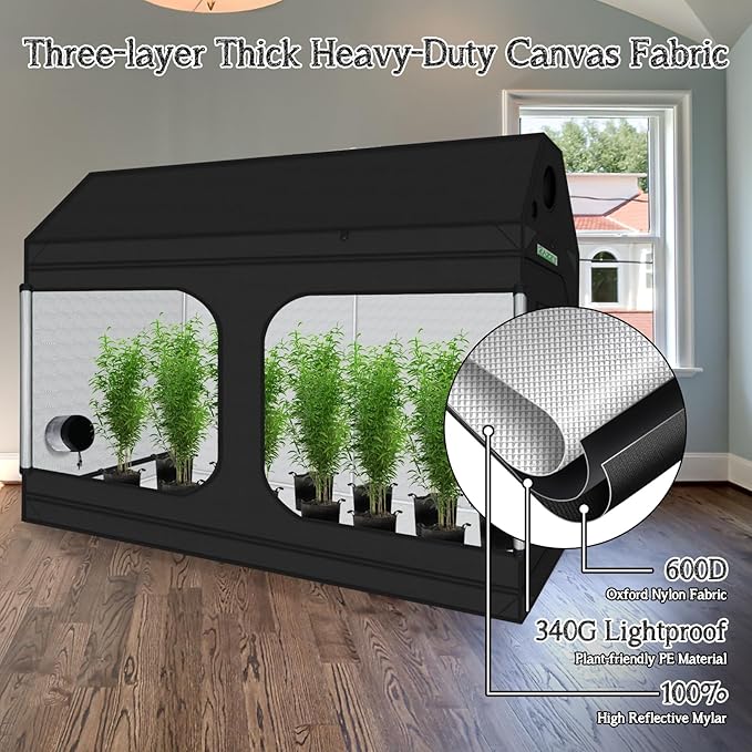 zazzy 4x8 Grow Tent, Lightproof Roof Cube Mylar Hydroponic Growing Tent - Image 5