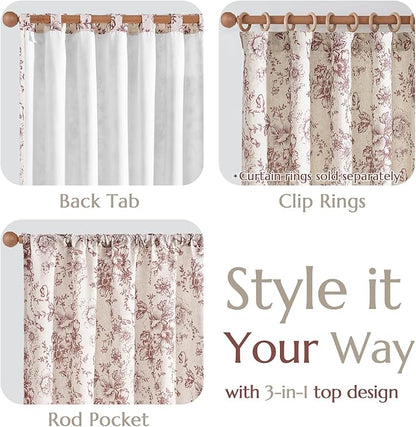 jinchan Lined Linen Blend Curtain Floral Curtains - Image 6